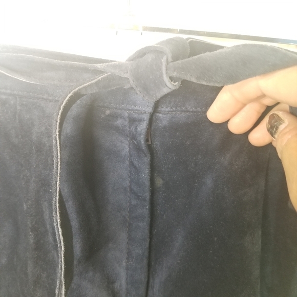 Vtg 80s blue suede trousers pants - Picture 2 of 13